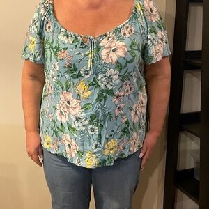 Torrid Blue Floral Blouse